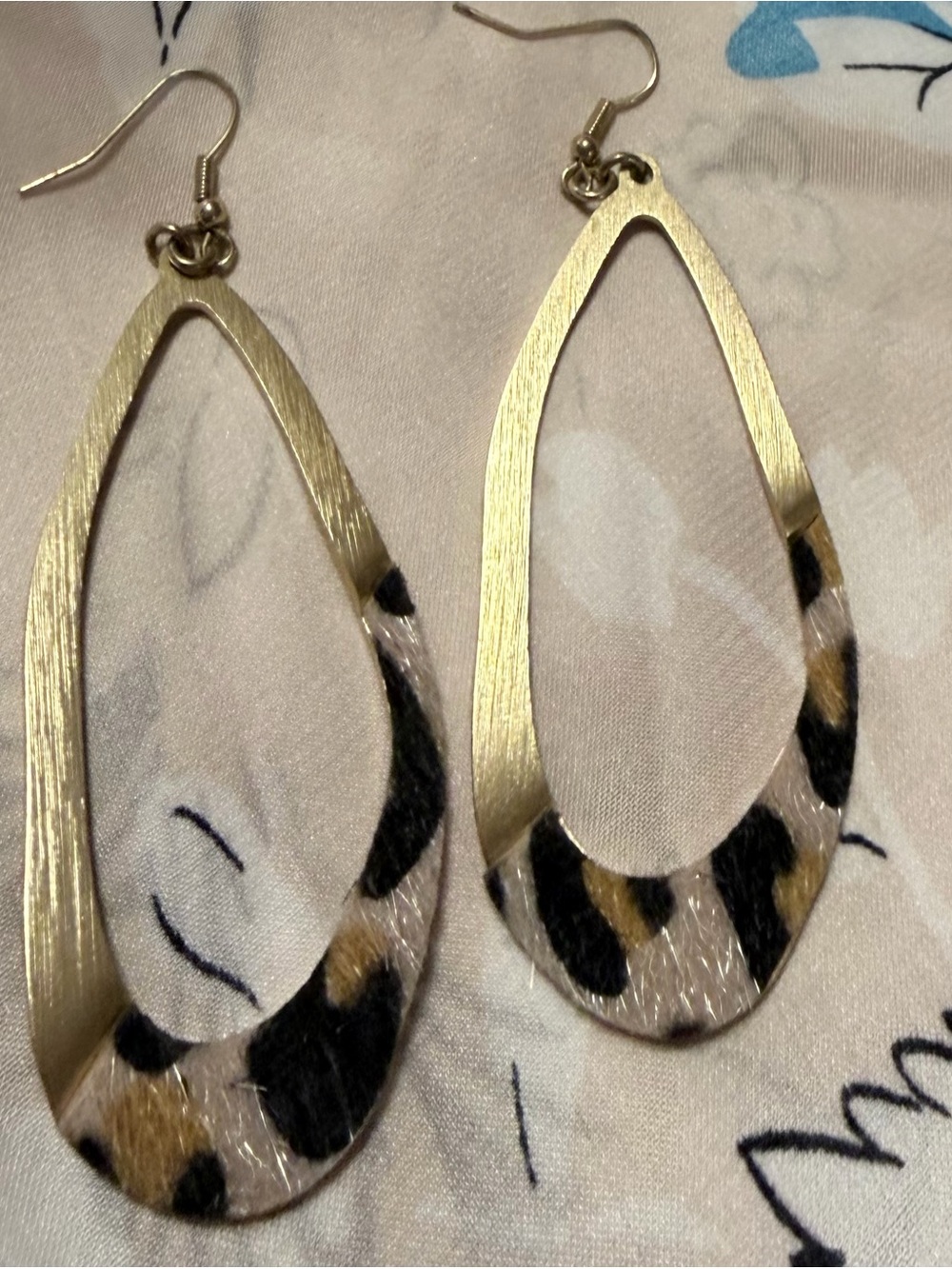 Park Lane Gold Teardrop Earrings with Leopard Pattern